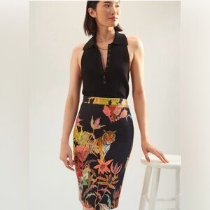 $100 Anthropologie +Michelle Morin Artist Collab Tiger Knit Skirt Sz M
